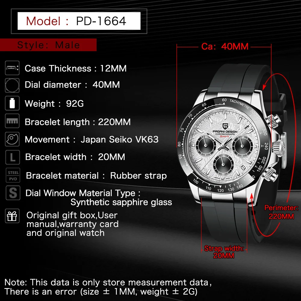 PAGANI DESIGN Luxury Quartz Watch Three Eyes Date Night Glow Waterproof 100M Business Leisure Simple Watch For Men Reloj Hombre