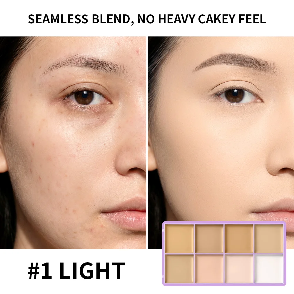 Palette Correttore 8 Tonalità per Naso e Viso: Copre Occhiaie, Rossori e Imperfezioni della Pelle - Effetto Contouring Soft Mist Avanzato - immagine 5