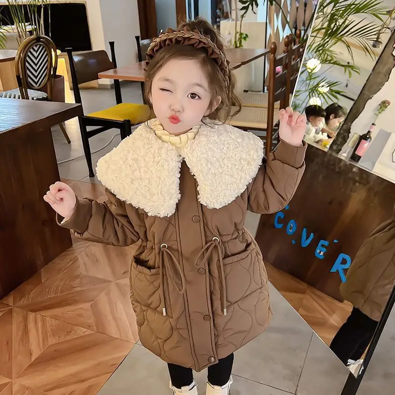 신형 한국판 따뜻한 면 재킷 편안한 D26  소년 소녀 재킷 후드 면 외투 어린이 두꺼운 면