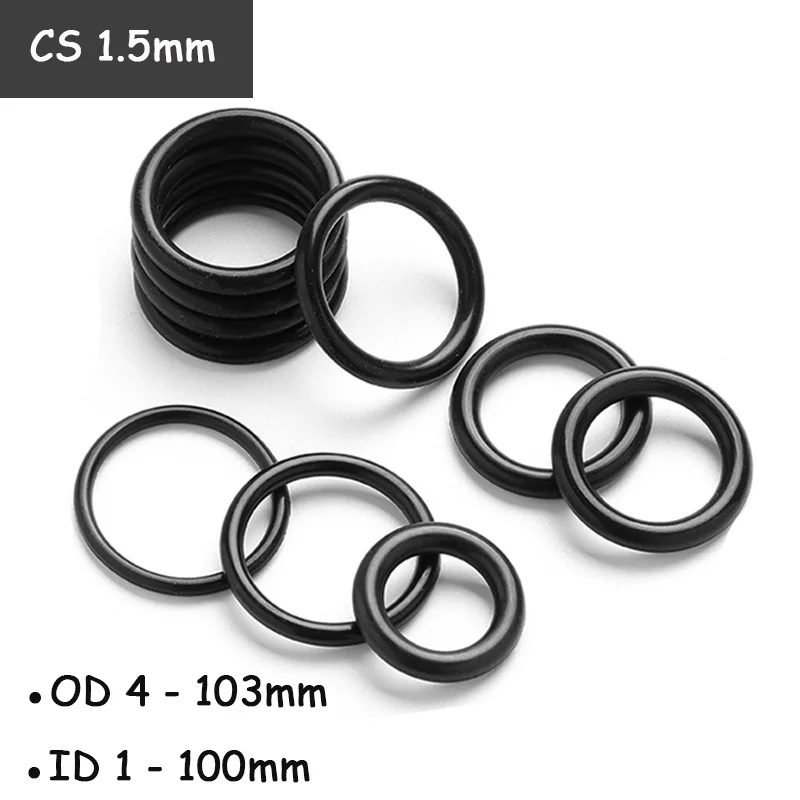 

CS 1.5mm Black O Ring Gasket OD 4 - 103mm NBR Nitrile Rubber Automobile Round O Type Sealing Washer Inner Dia 1 - 100mm