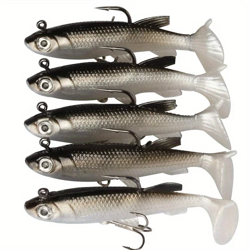 Fishing Lure 5pcs/Lot Bass Killer Lure Jig Hook Silicone Soft Bait Swimbait Fishing Wobblers Artificial Rubber Baits Pike Carp Trout Tackle
