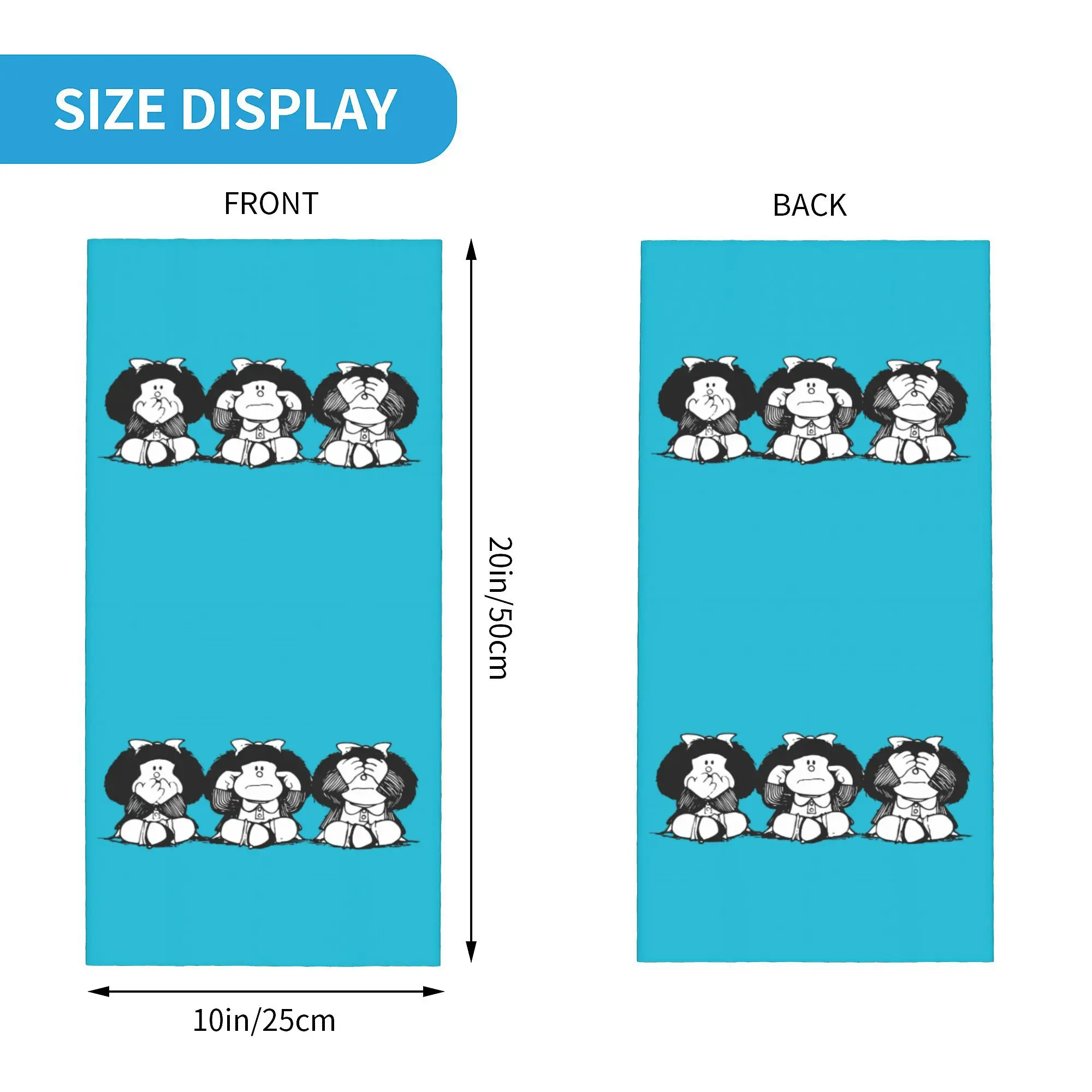 Humor Mafalda Neck Gaiter Women Men Windproof Winter Quino Cartoon Manga Bandana Scarf for Cycling