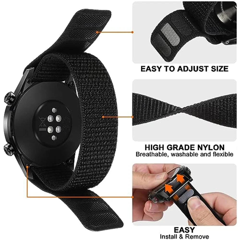 Premium Nylon Smart Watch Band Replacement - 22mm Wristband Bracelet Accessory