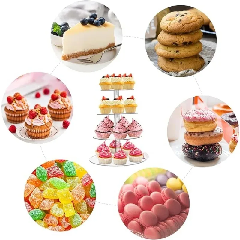 Acrylic Cake Stand Cupcake Holder Cake Display Shelf Removable 3/4/5/6 Tier Wedding Birthday Party Decoration Stand