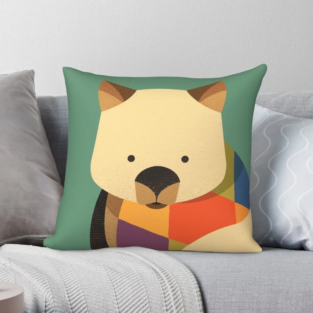 

Hello Wombat Square Pillowcase Polyester Linen Velvet Creative Zip Decor Pillow Case Room Cushion Case