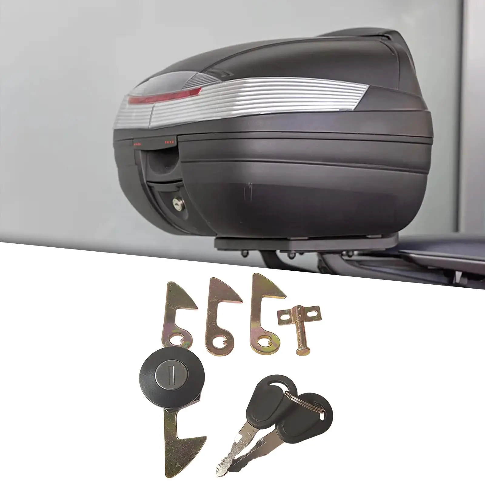 

Motorcycle Rear Trunk Lock Keys with Metal Hook Tail Box Lock for Motorbike