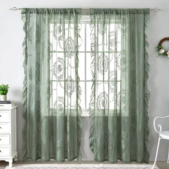 Green Lace Countryside Curtains 1