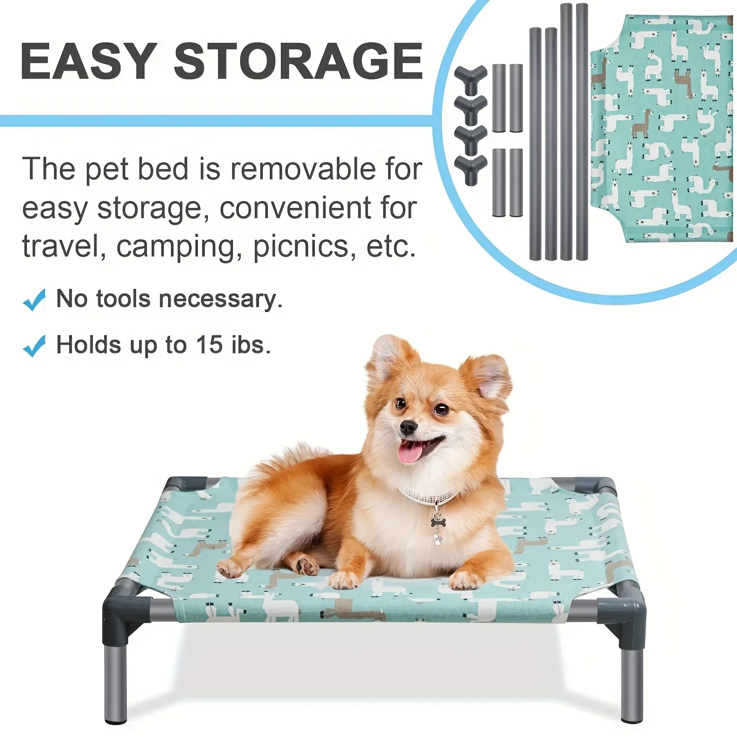 Detachable Hammock Washable Mat, Comfortable Moisture Proof Raised Dog Bed With Non Slip Bottom,Rectangle Elev_voghion.com
