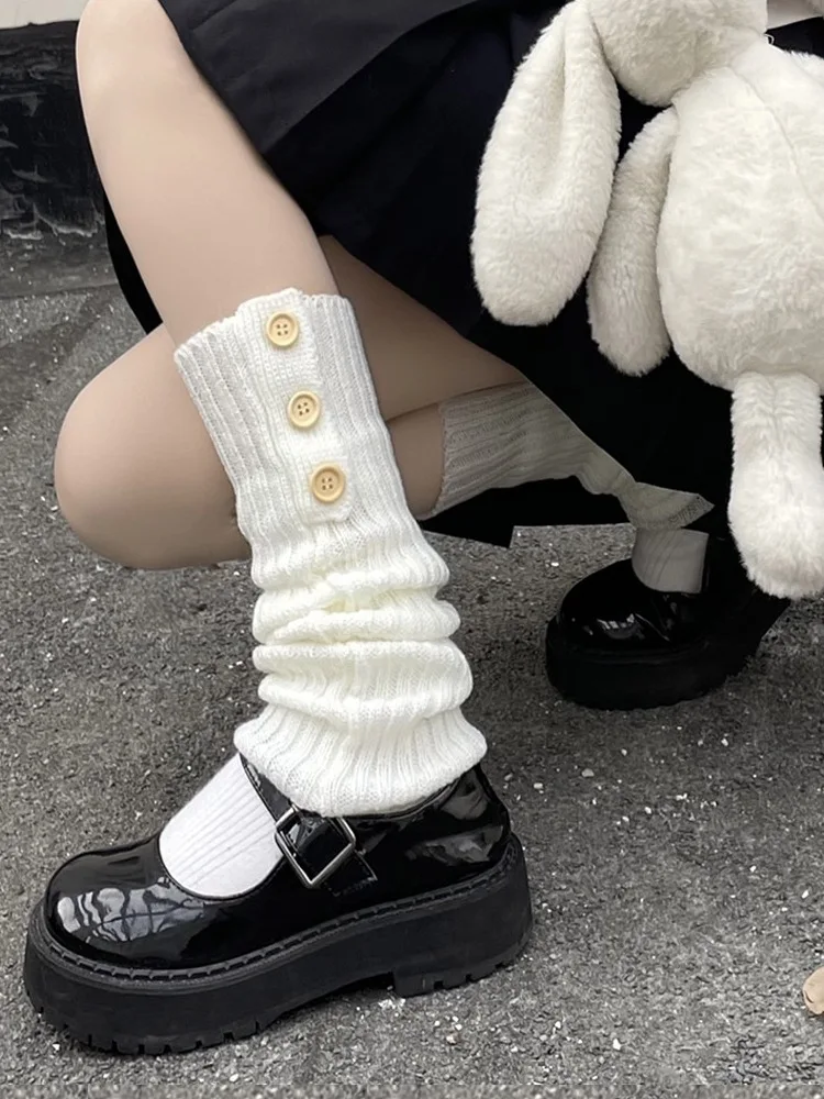 Y2k Leg Warmers Autumn Winter Wool Cashmere Foot Cover Knee Socks JK Japanese Style Loose Long Socks Stockings Women Leg Warmers