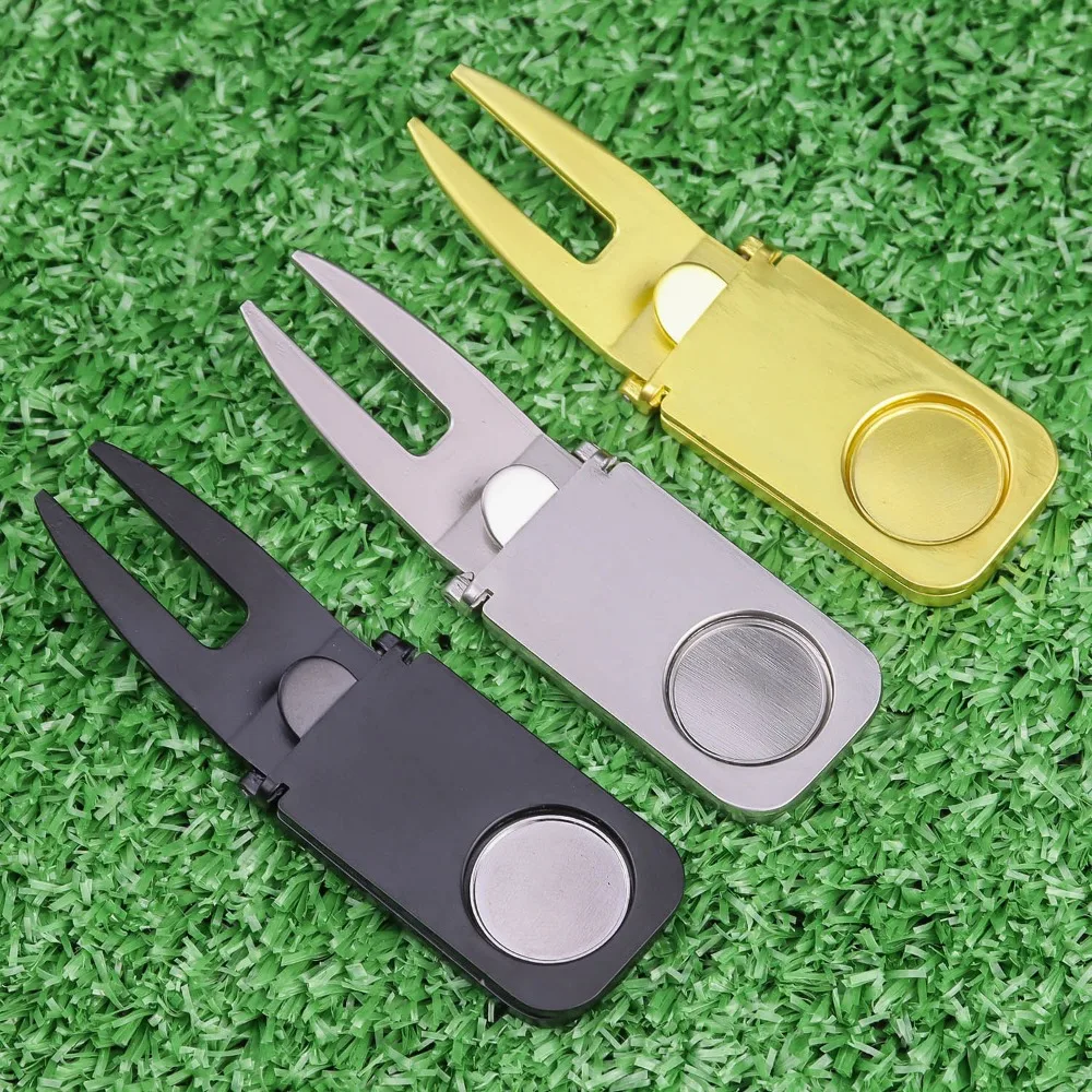 Divot Tool Putting Green Fork Ball Marker Clover Golf Green Fork 6 in 1 Portable Golf Pitchfork Divot Repair Tool