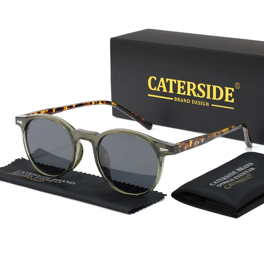 CATERSIDE Polarisierte Sonnenbrille für Herren, modisches rundes Rahmendesign, TAC-Linse, Sonnenbrille für Damen, Outdoor, Fahren, Reisen, Brillen, UV400