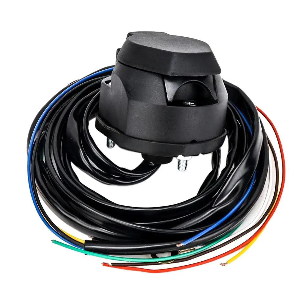 7Pin Trailer Socket Cable 5ft Wire Europe Car Trailer Wiring Connector Parts trailer socket trailer plug socket