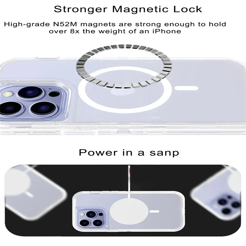 3-in-1 Heavy Armor Transparent MagSafe-Compatible Shockproof Case