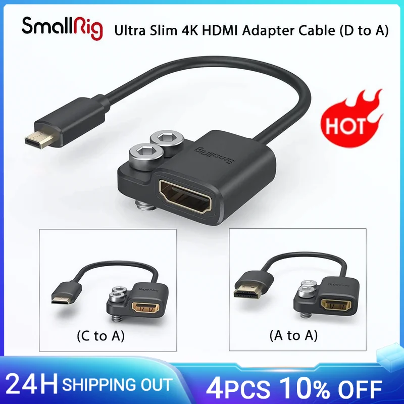 

SmallRig Ultra Slim 4K Adapter Cable A to A/C to A /D TO A for BMPCC 4K 6K for Sony A7SIII for Panasonic 3019/3020/3021