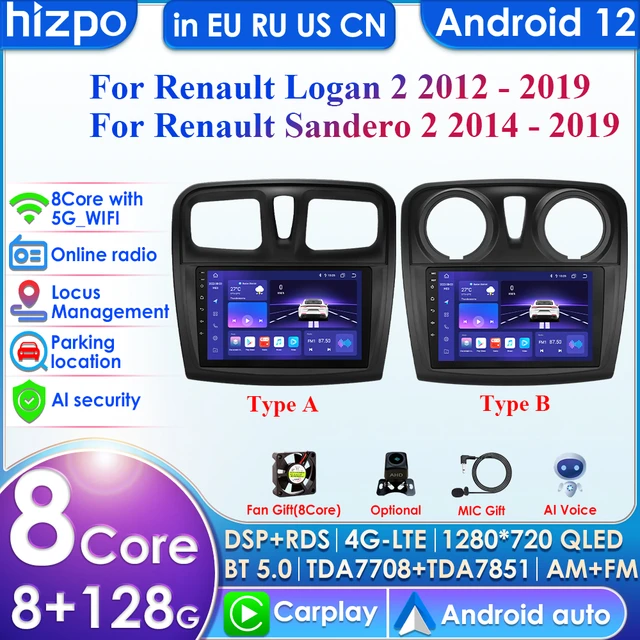 Android Autoradio für Renault Logan 2 Sandero 2014-2019 CarPlay 4G