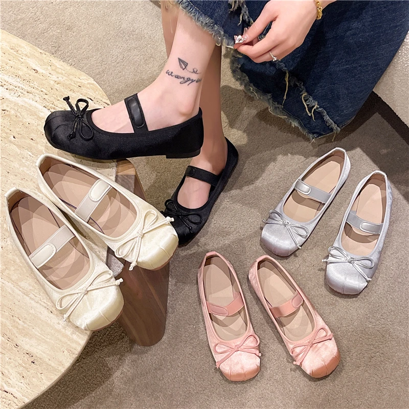 

BCEBYL New Style Round Toe Shallow Mouth Bow Decoration Elegant Loafers Fashion Soft Sole Comfortable Casual Flat Women's Shoes