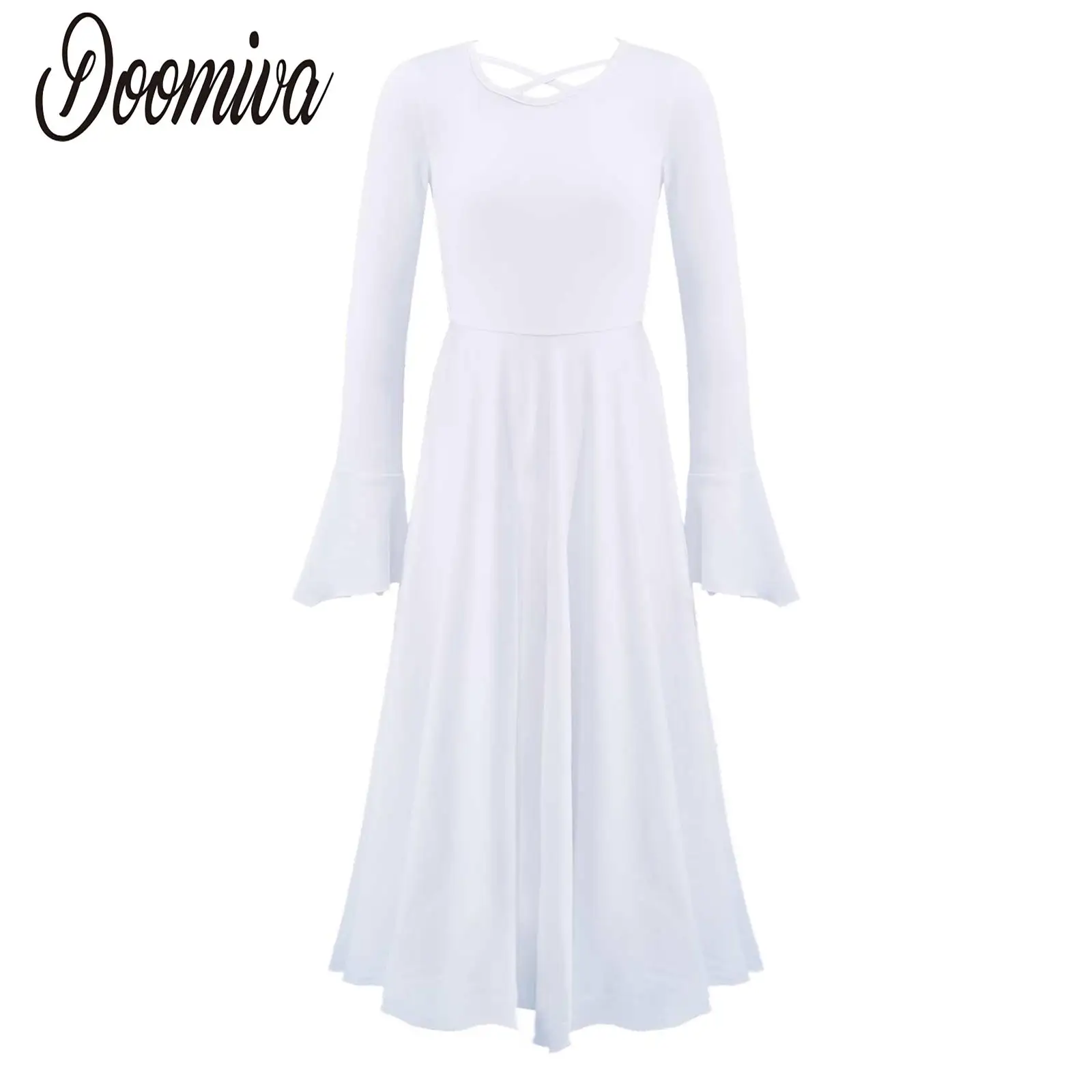 

Girls Praise Liturgical Full Length Dance Dress Kids Long Sleeve Lyrical Ballroom Dance Wear Church Christian Worship Dancewear