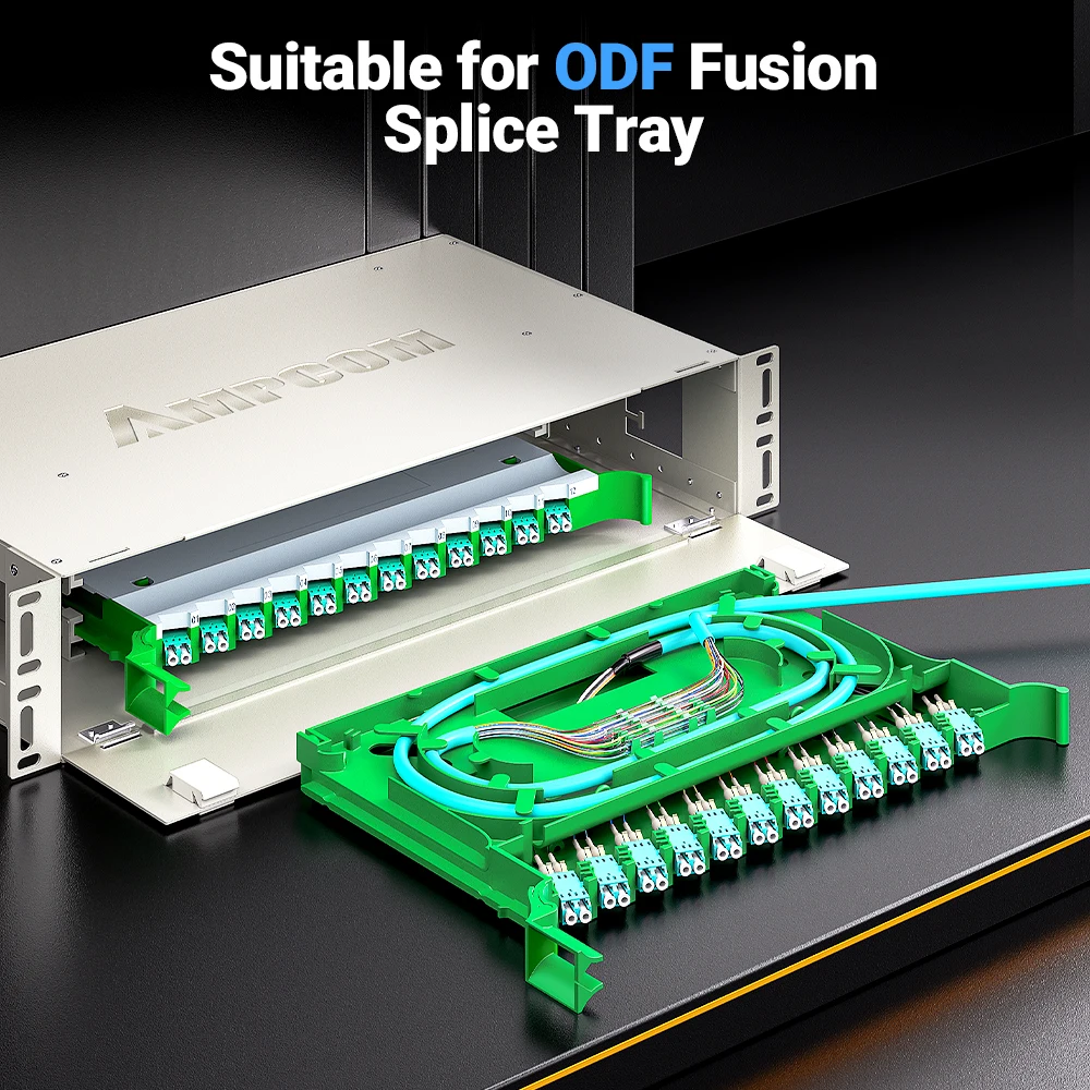AMPCOM Fiber Optic Pigtail Assemblies, 12 Fibers LC SMF Singlemode MMF Multimode LSZH UPC Pigtails for Fusion Splice Tray 1.5m