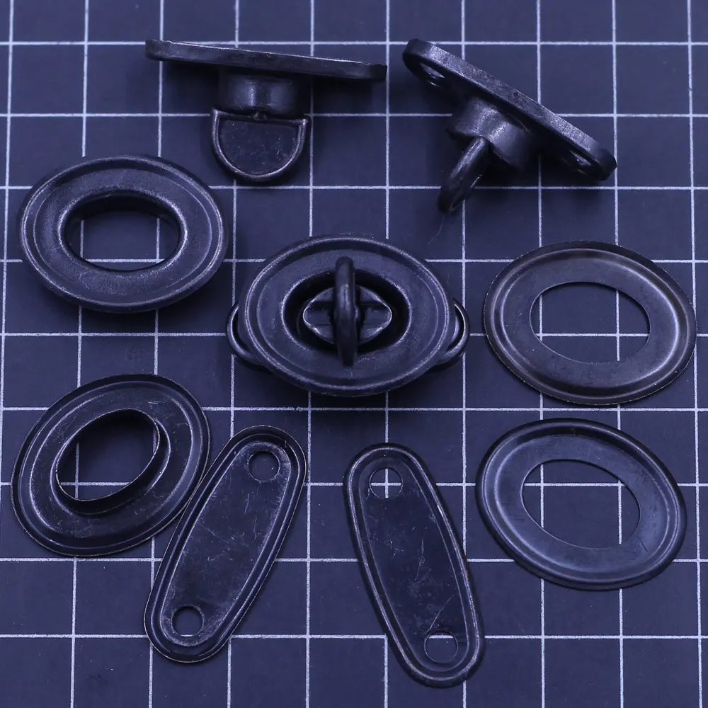 Twist Turn Lock Kuss verschlüsse Rahmen Hardware Legierung oval schwarz für Schulter Geldbörse Leder Gepäck taschen DIY Zubehör 32x22mm – Detail 3