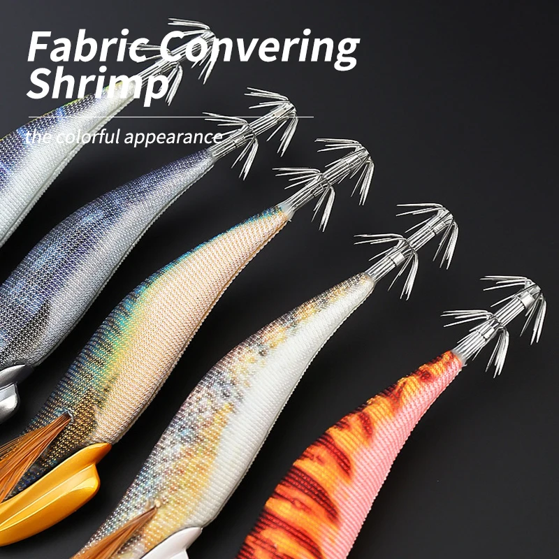 Kawa 1pc 30g 130mm Wood Shrimp Squid Lure Fishing Squid Hook Eging Fishing Artificial Baits For Fishing Squid Octopus Culterfis