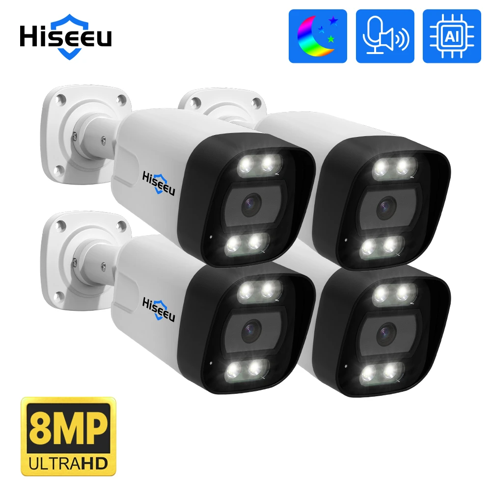 4k 8mp Hiseeu Poe Ip Cctv Video Surveillance Camera Security Motion
