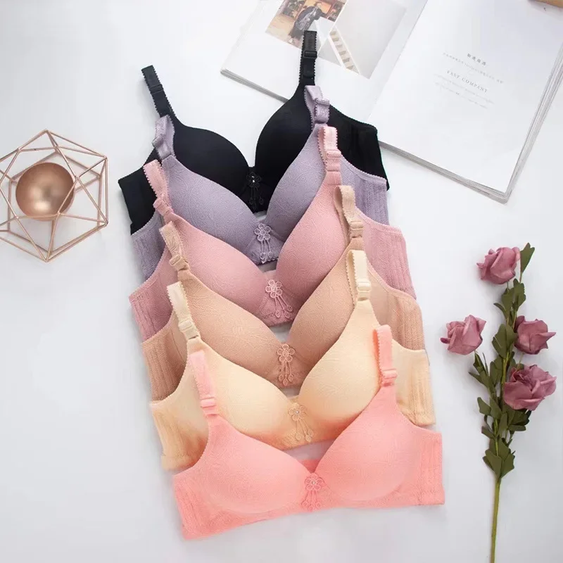 

Thin mother's underwear Skin-friendly cotton non-underwire middle-aged and elderly bra three-row buckle traditional bra