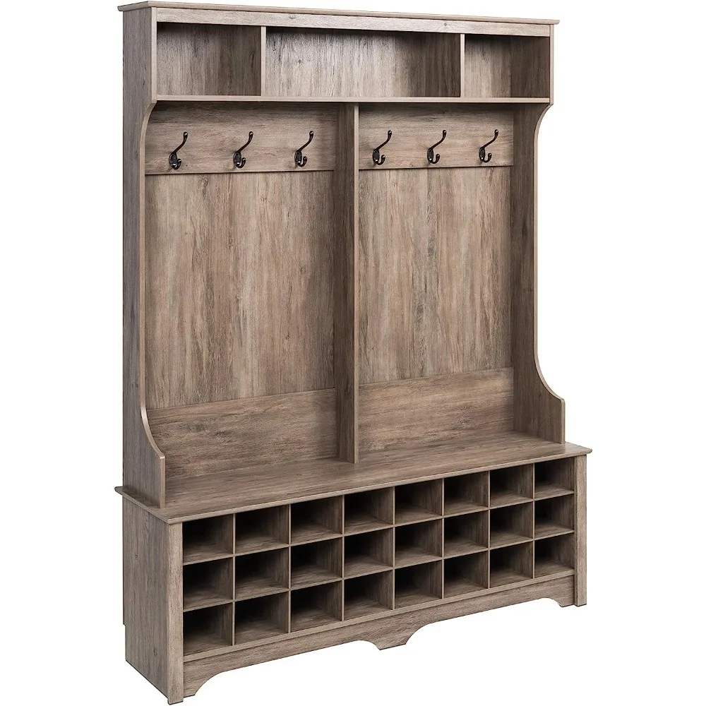 

Gray with bench and storage room 60 "W X 77" H X 15.5 "D-24 shoe cabinet, wardrobe, home furnishings