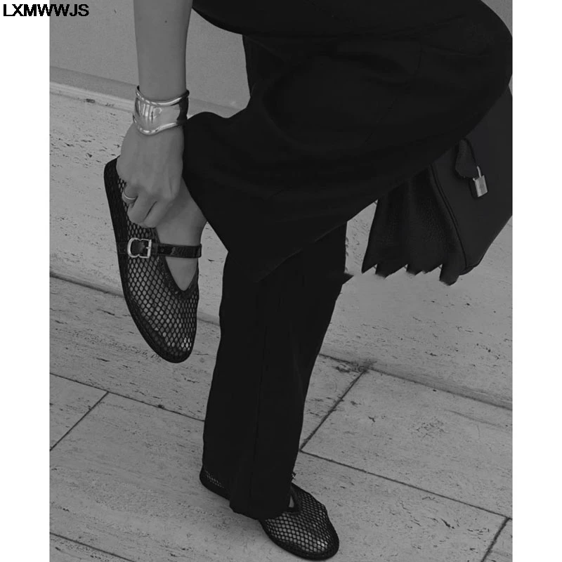 2024 Stylish Studded Crystal Women's Mary Jane Ballet Shoes Laofers Casual Soft Leather Comfortable Flats Luxury Women's Shoes