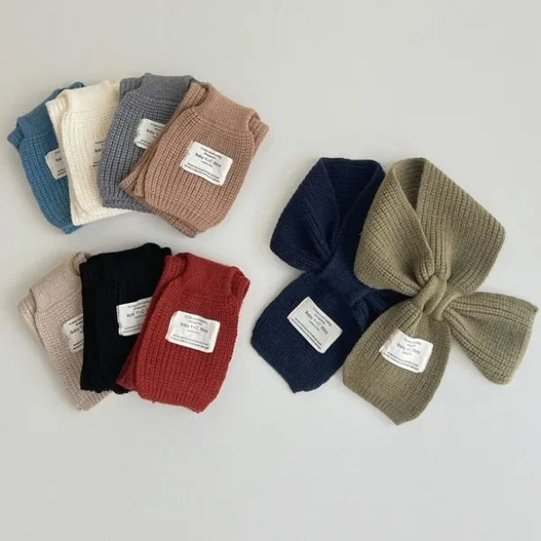 Kids Scarf Winter Soft Knitted Infant Toddler Neck Shawl Fashion Children Girl Boy Bib Solid Color Neckerchief