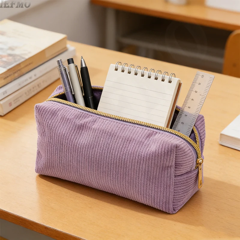 Travel Toiletry & Makeup Organizer - Portable Corduroy Bag with Large Capacity