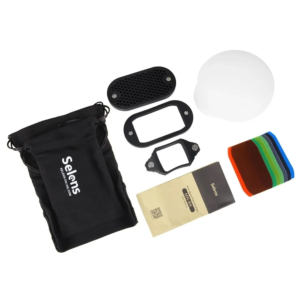 Selens-Flash-Diffuser-2-in-1-Universal-Honeycomb-Grid-7-Color-Gels-Kit ...