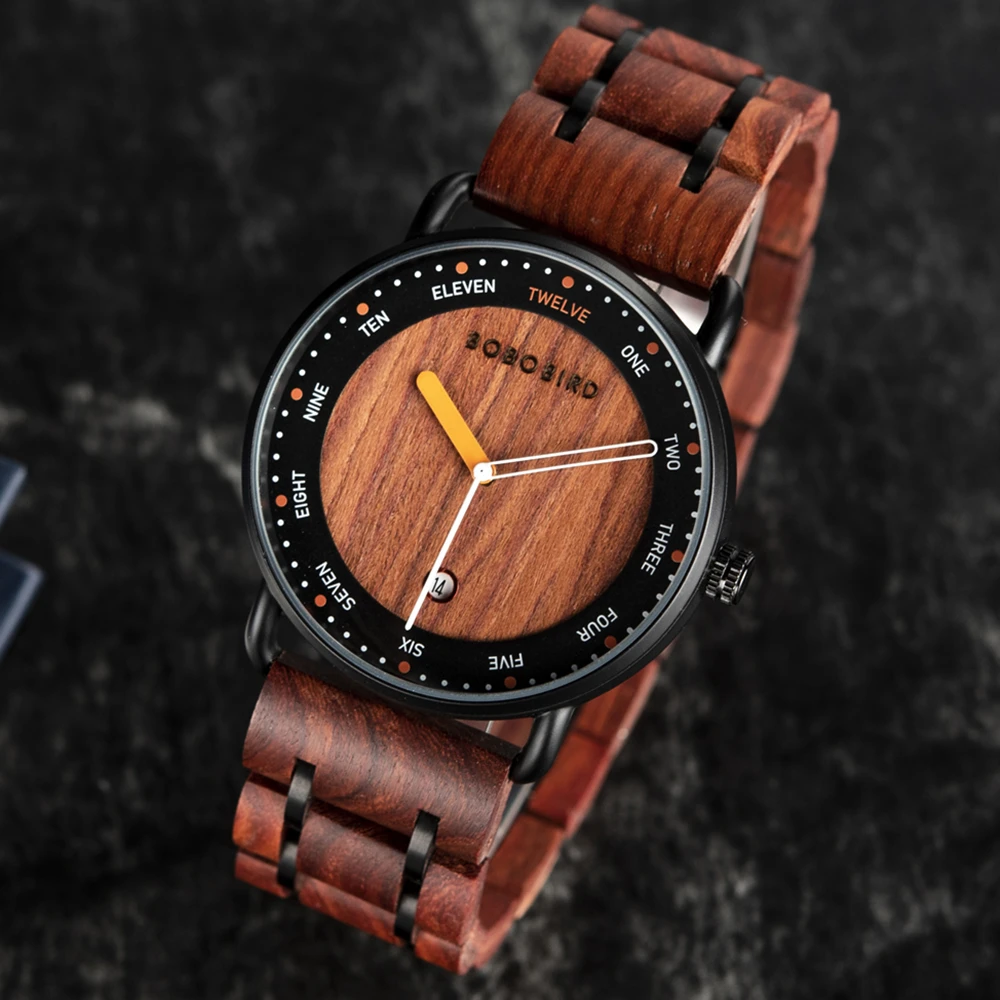 Men Watches BOBO BIRD Wooden Quartz Watch Date Display Casual Customized Wristwatch For Men Unique Custom Holiday Christmas Gift 2