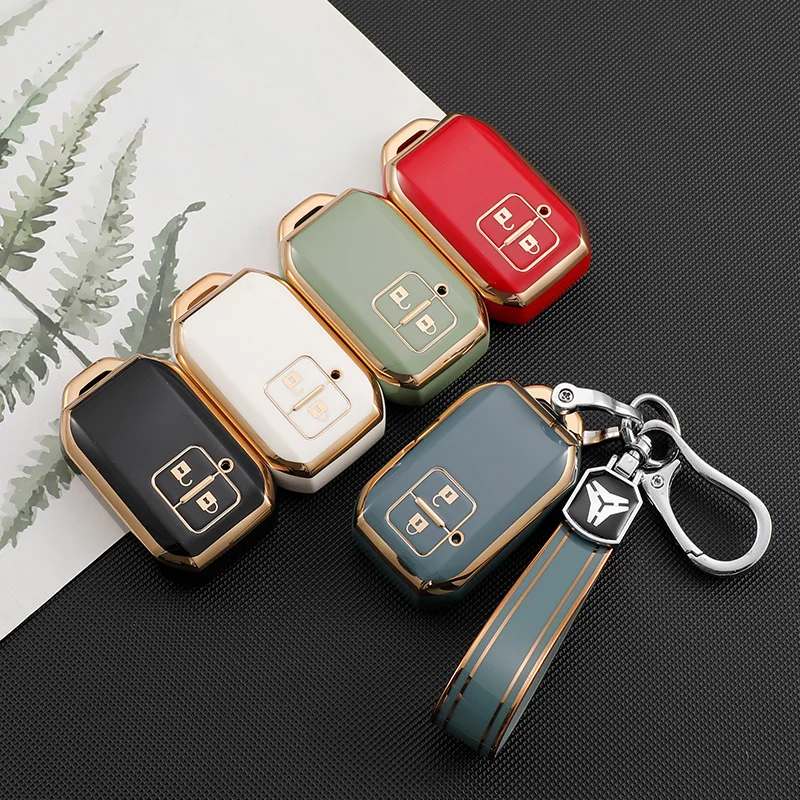 Happyit Siliconen autosleutel beschermhoes voor Suzuki Swift Sport Ertiga XL7 Accurate Wagon R Ignis 2 Knoppen Keyless Afstandsbediening Accessoires (zwart
