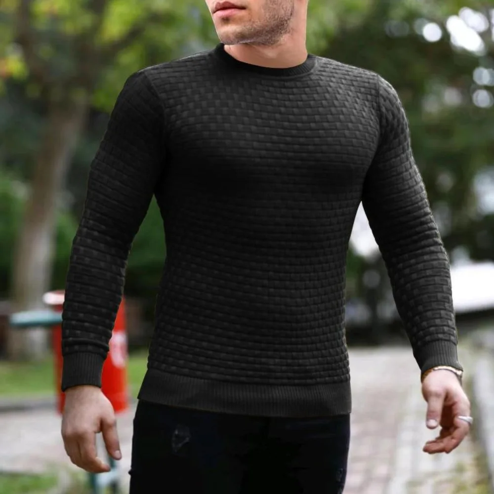 

Men Classic Sweter Men Knitwear Pull Homme New Fashion Sweater Warm Mens Sweaters Jacquard Small Checkered Versatile Pullover