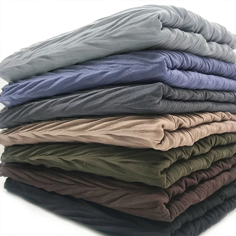New Pearl Chiffon Pleated Monochrome Crumpled Long Scarf Women's Summer Ethnic Baotou One Piece