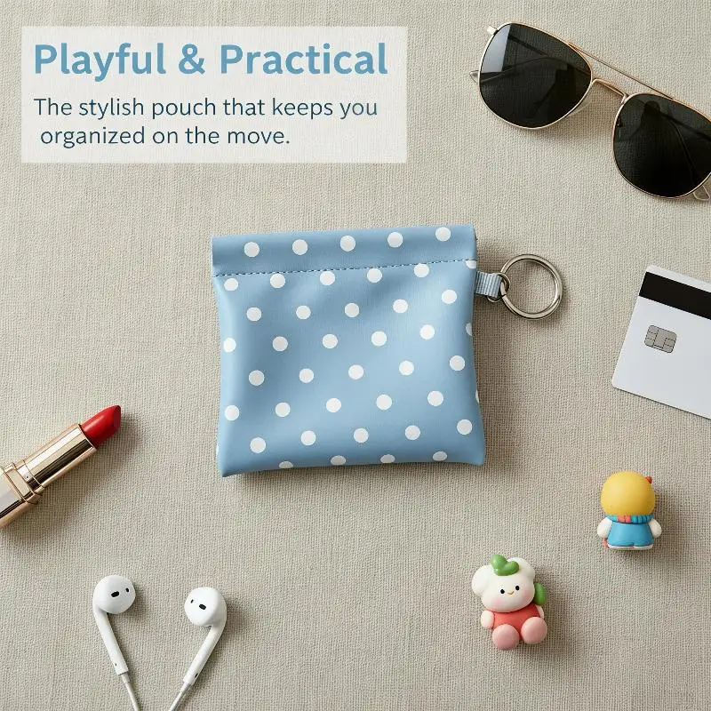 Portamonete in Pelle PU a Pois, Design Sottile e Portatile con Portachiavi per Donne, Adatto per Borse e Pochette, Uso Quotidiano Casual