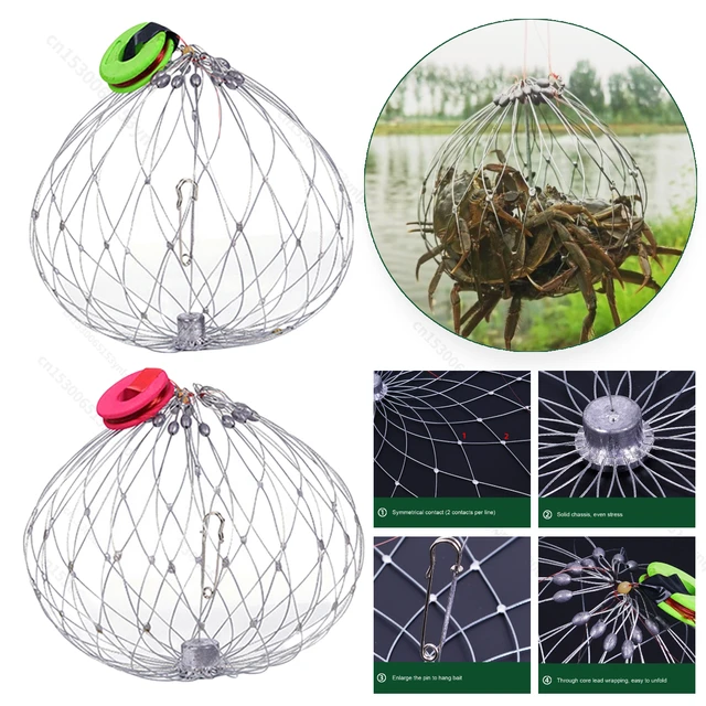 Fish Baskets Automatic Open Closing Crab Fishing Traps Steel Wire