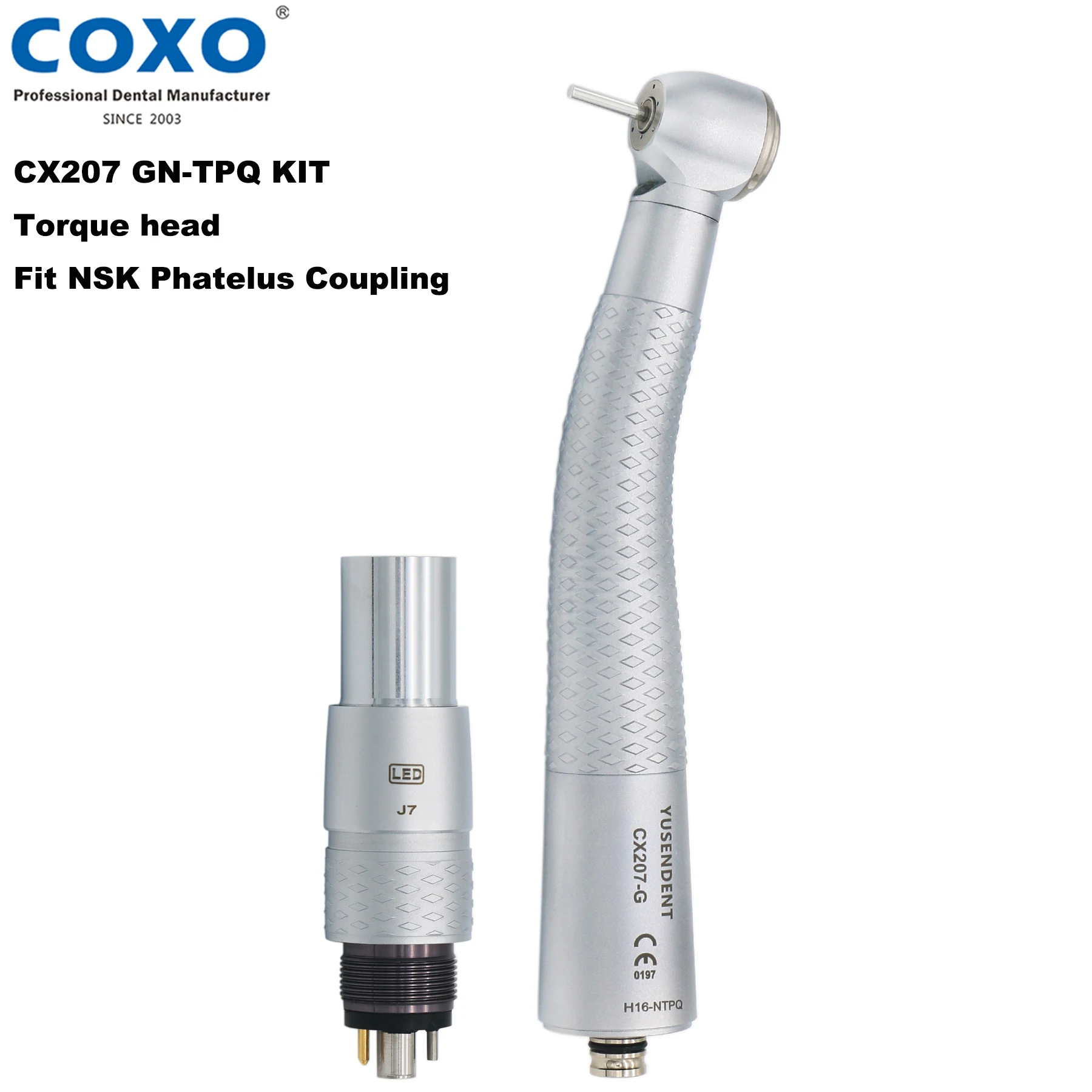 

COXO Dental CX207-GN-TP LED Fiber Optic High Speed Handpiece Fit NSK LED Coupling 6 Holes CX229-GN