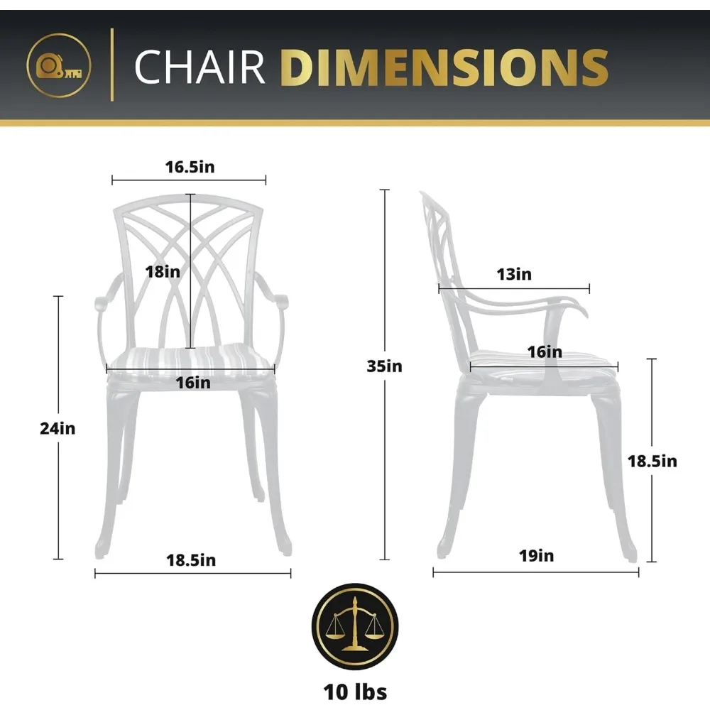 Outdoor Bistro Set 3 Piece Outdoor Bstro Table and Chairs Set Table with Umbrella Hole, Cushions, Cast Aluminum Patio Furniture 3