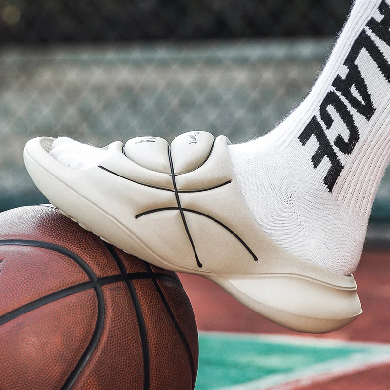 Basketball Slippers Men Slides Summer Male Non-slip EVA Beach Shoes Soft Thick Soled Large Size 47 eva slippers non slip slippers sneaker slippers fashion slippers soft slippers beach slippers soft non slip slippers