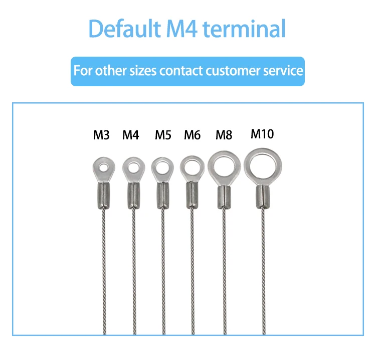 Description Picture 2 of item4PCS Stainless Steel Cable Eyelet Ended With 1/2mm Wire Rope Steel Fishing Cable Line Paracord Camera Fall Arrest Safety Lanyard