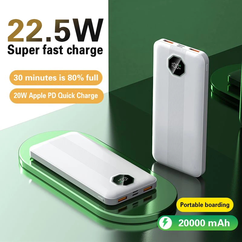 

Portable Charger Powerbank, External Battery, PD 20W Fast Charging for iPhone 13, Xiaomi Mi, 20000mAh, 22.5W, SCP, 10000 mAh