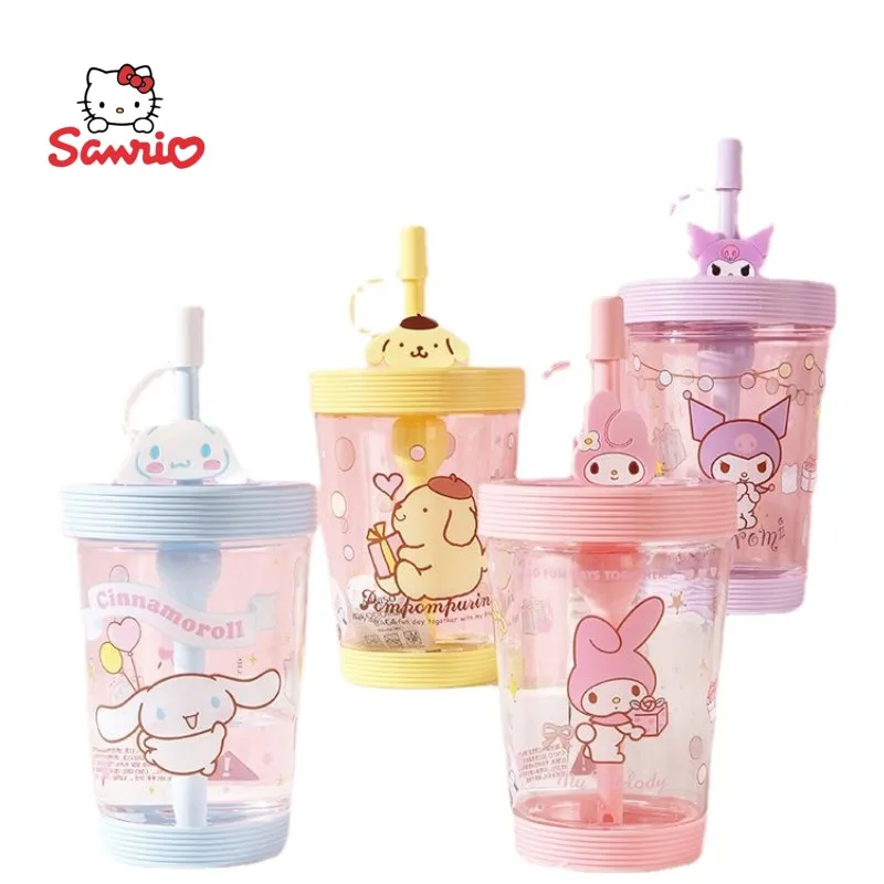

Sanrio animation cartoon creative peripheral colorful accompanying cup new cinnamon roll straw cup Kulomi cute kawaii water cup