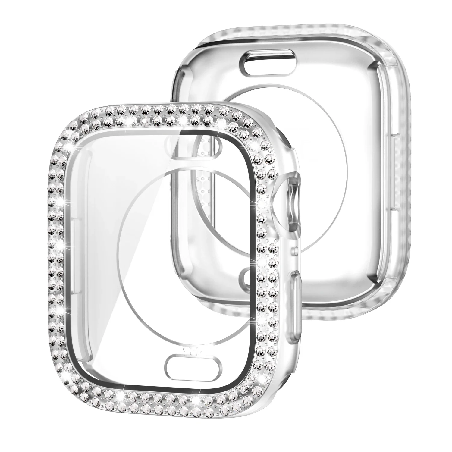 Luxury Diamond-Studded Apple Watch Case with Screen Protector and Bling Glass Cover