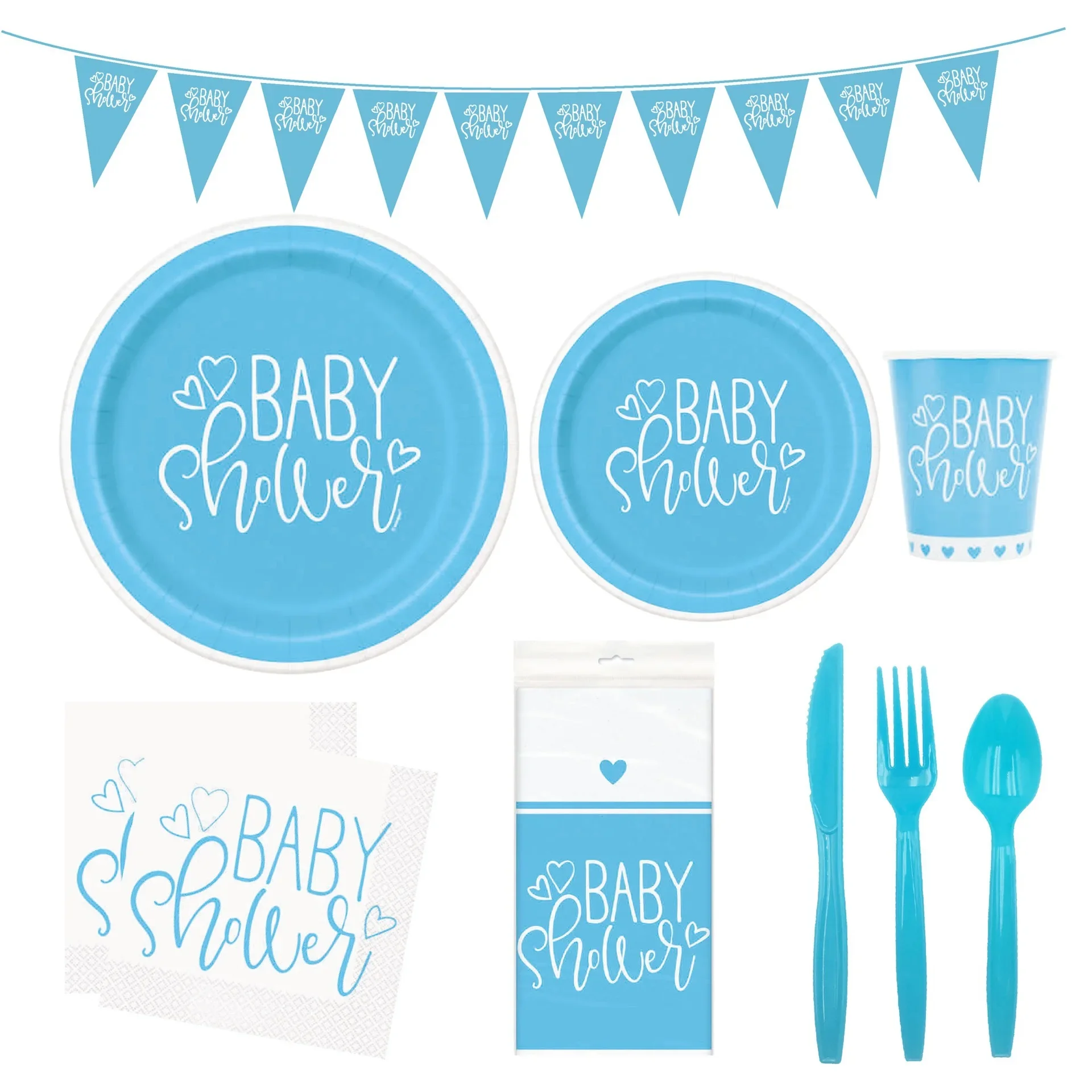 

Blue Baby Shower Theme Party Decoration Disposable Tableware Paper Cup Plate Napkins Banners Baby Boy Birthday Party Supplies