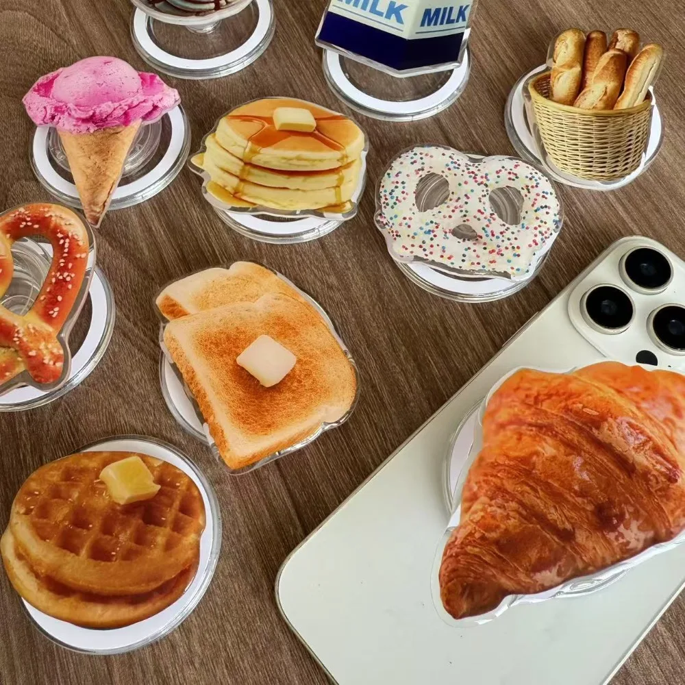 시뮬레이션된 음식 아이스크림 크루아상 햄버거 3D 폰 스탠드 아이폰 홀더 브래킷용 자석식 거치대