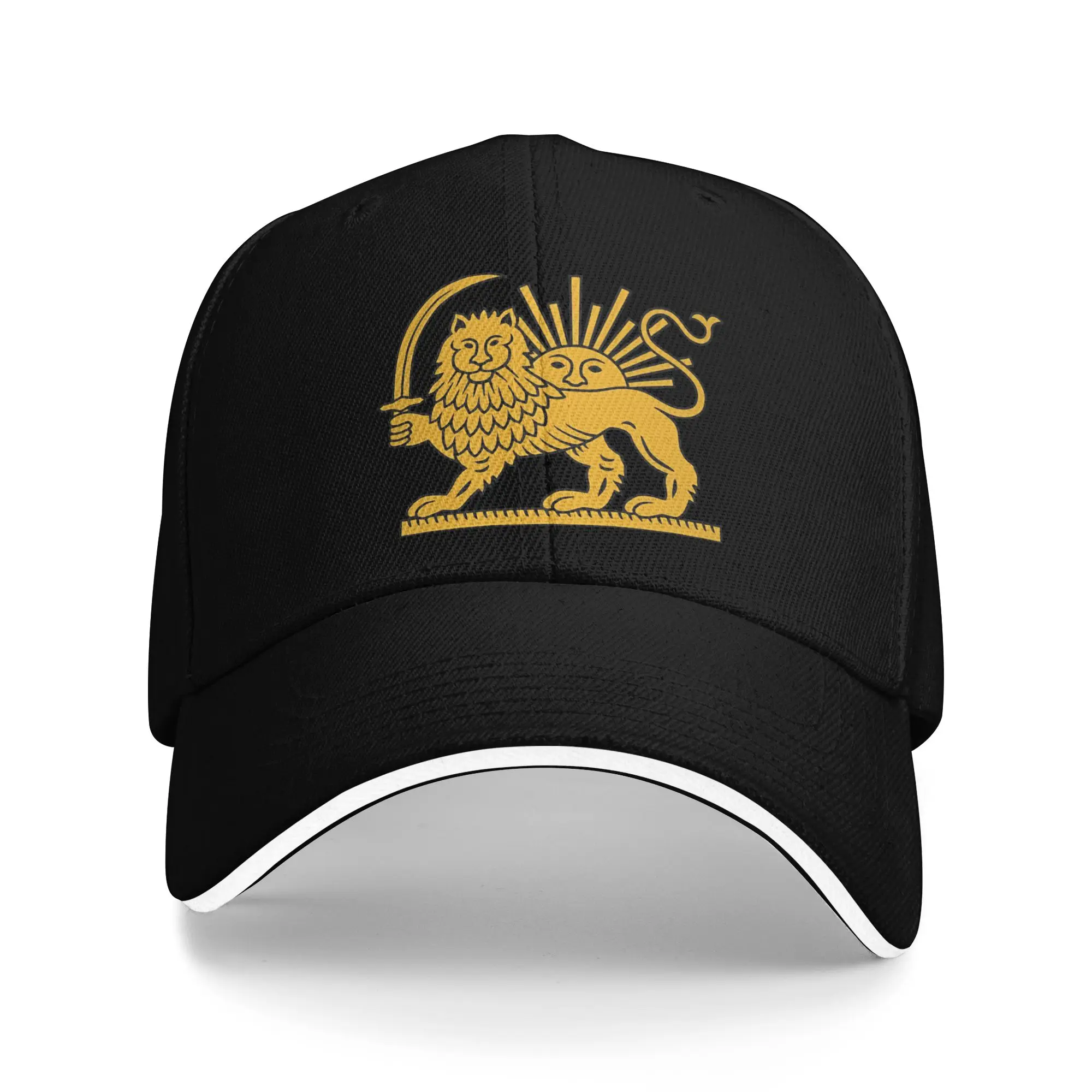 Iran-Flagge, Emblem, Löwe und Sonne, Baseballkappe, Hip-Hop-Sandwich-Hüte, für Männer und Frauen, Polyester-Hüte, Kappe für den Außenbereich