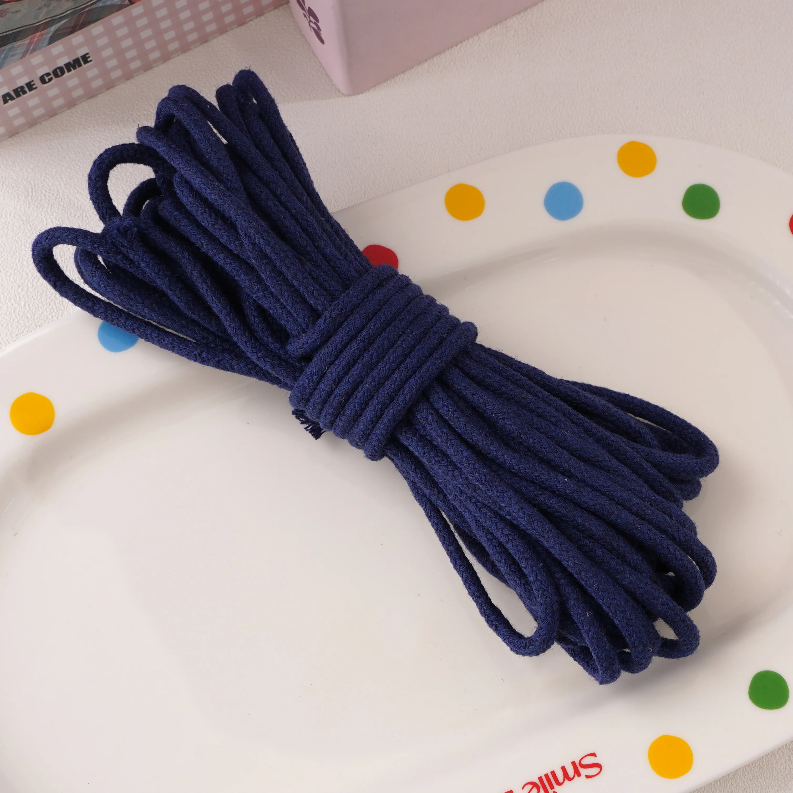 10-Meter Pack of 4mm Multi-Color Braided Cotton Rope for Crafts and Home Decor