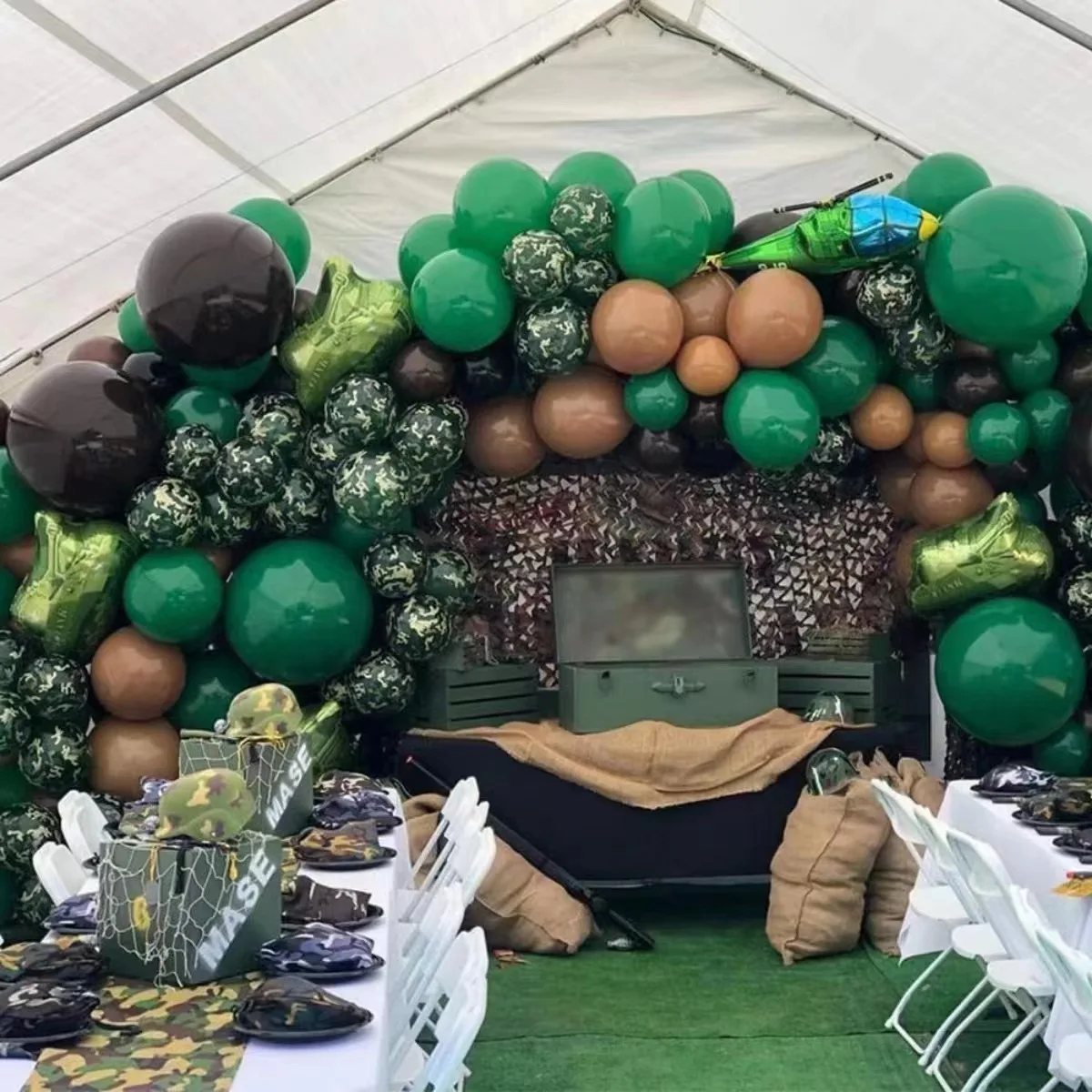 Camouflage Balloon Garland Arch Set, Outdoor Party Decorations