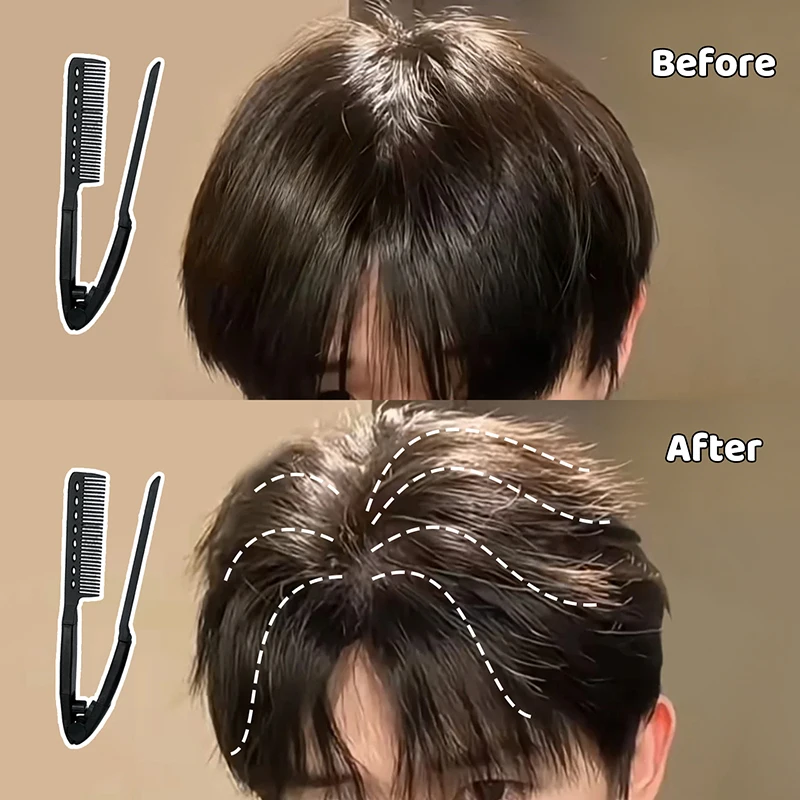 V-Shaped Hair Straightening & Styling Brush - Versatile Unisex Hairdressing Tool